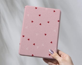 Red Heart Kindle Case, Magnetic Back, Kobo Case, Kindle Paperwhite 12th 7, Paperwhite 11th 6.8, Detachable Magnetic, Kindle Cover Clear back