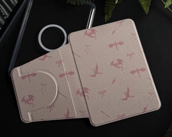 Custodia per Kindle con drago, custodia per Paperwhite, custodia per Kobo, custodia magnetica rimovibile, retro trasparente, retro magnetico, custodia con cinturino da polso
