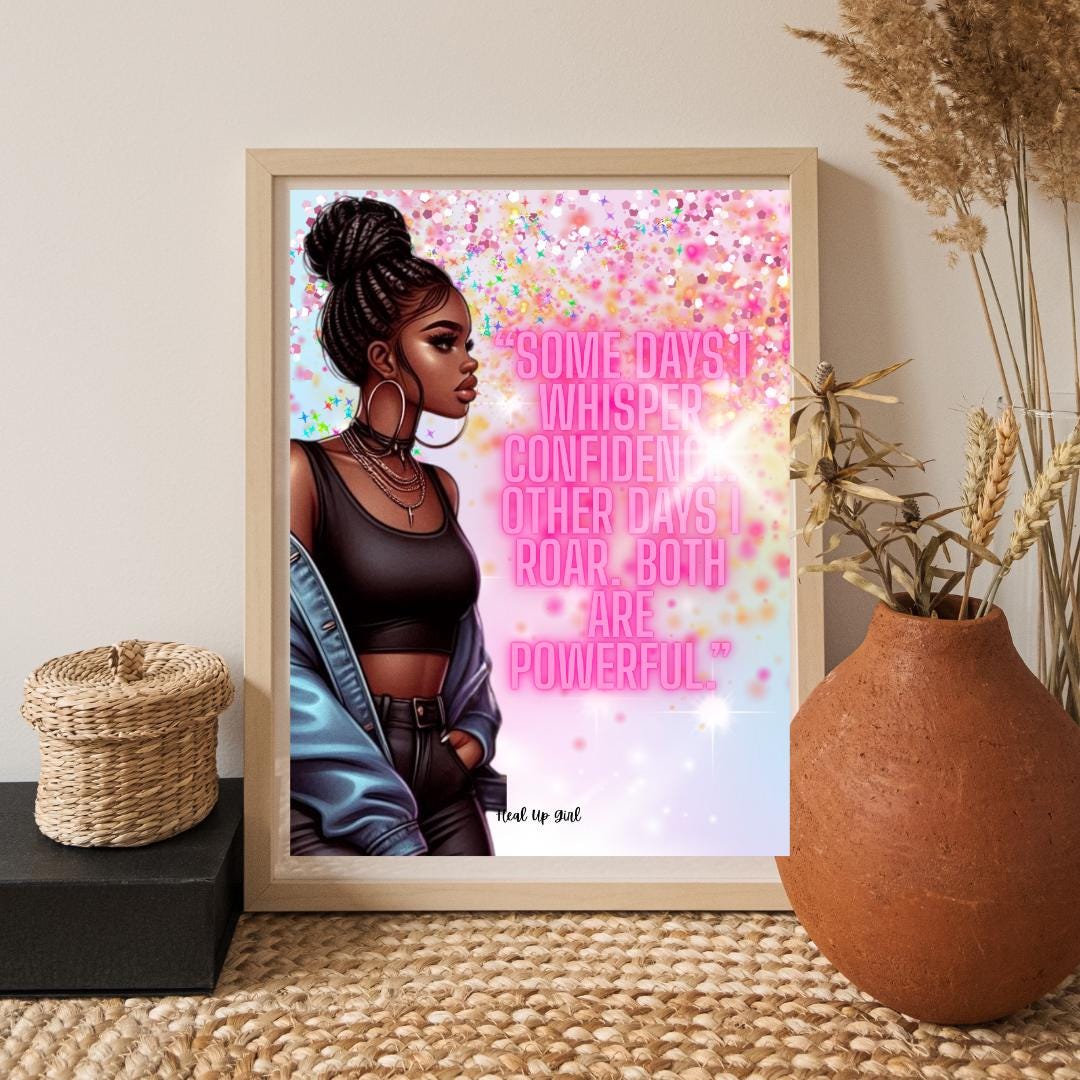 Black Girl Empowerment Art: Confidence Affirmations, Teen Room Decor ...