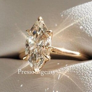 4 CT Marquise Lab Diamond Engagement Ring, Lab Grown Diamond Ring, Marquise Moissanite Engagement Ring, Solitaire Ring Wedding Ring