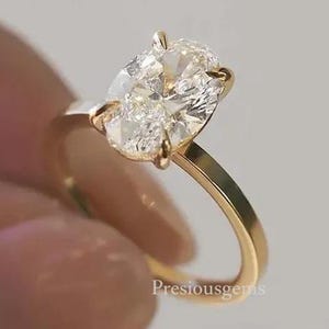 3 CT Oval Moissanite Engagement Ring, Oval Lab Grown Diamond Ring, Oval Solitaire Ring, 14K Solid Gold Wedding Ring, Anniversary Gifts.