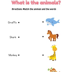 ANIMAL MATCHING WORKSHEET- Printable Educational Game For Kids!