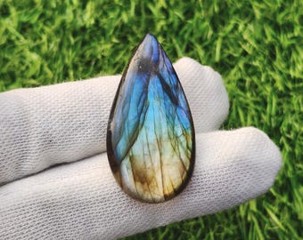 Natural Labradorite Cabochon Pear Shape, Blue Flash, Handmade, Healing Crystal Cabochon, Loose Stone