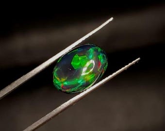 Natural Honeycomb Black Opal Gemstone Oval Cut Ethiopian Opal for Jewelry