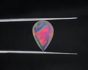 Natural Ethiopian Fire Opal Pear Cabochon 2.5carat – Multicolor Gemstone for Jewelry Making