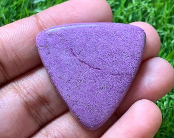 Purpurite Cabochon: Polished Purple Crystal for Jewelry, Healing (31x33x5 mm, 31.60 Carat.)