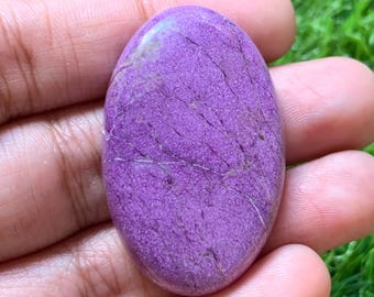 Polished Purpurite Cabochon: Vibrant Purple Crystal Healing Stone
