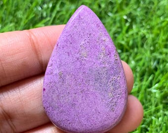 Purpurite Teardrop Cabochon: 27.10 Carat Polished Purple Healing Crystal