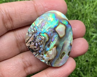 Cabochon irisé en nacre d'ormeau : pierre précieuse naturelle paua pour bijoux