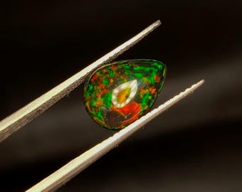 Natural Black Opal Oval Gemstone: Multicolor Fire, Honeycomb Pattern, Collector Grade