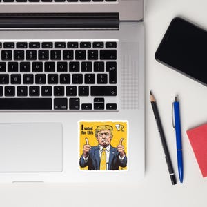 I Voted for This Political Cartoon Sticker | Satirical Trump-Inspired Vinyl Decal | 4.4"