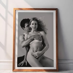 Carrie and Mr Big Poster Filmplakat Schwarzweiße Kunst Vintage Plakat Retro Druck Wandkunst Leinwand Druck Gerahmt und ungerahmt