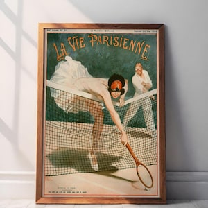 1920 La Vie Parisienne Poster, Tennis Tournaments Art , Tennis Courts Art Print, Tennis Gift, Tennis Wall Art Decor, Póster Digital de Tenis
