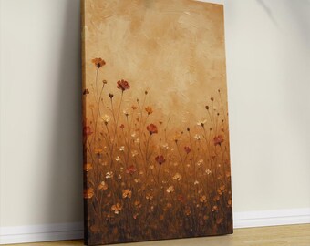 Wildflower Field Wall Art, Botanical Landscape, Vintage Floral Decor