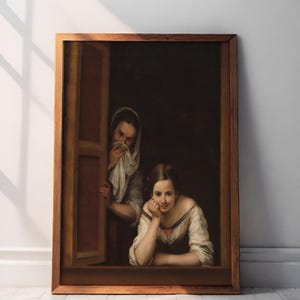 Funny Bathroom Art Print: Two Women Painting - Vintage Mid-Century Decor
