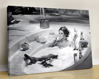 Brigitte Bardot Canvas Print, Black and White Old Hollywood Wall Art