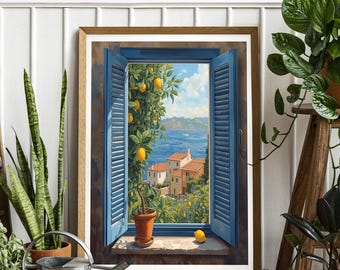 Henri Matisse Style Print, Open Window, Mediterranean Coastal View