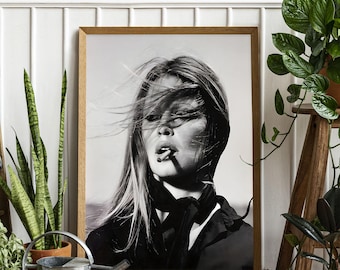 Brigitte Bardot Print, Black and White Canvas Art, Old Hollywood Fashion