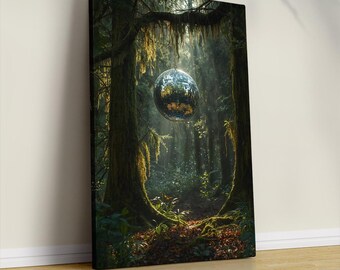 Disco Ball in the Forest Art Print: Trendy Wall Decor, Home Decor