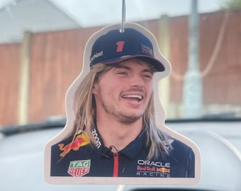 Max Verstappen with Wig inspired Car Air Freshener (New Car Scent)