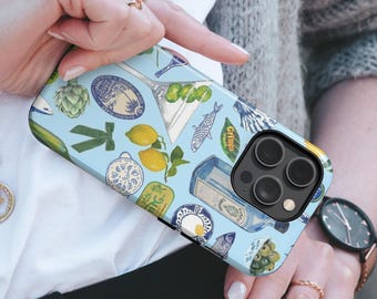 Italian Summer Collage Design Phone Case, iPhone 16 15 14 13 12 11 Plus Pro Max MagSafe Case, Samsung S25 S24 S23 Ultra