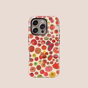 Niedliche Tomaten Muster Design Handyhülle, iPhone 16 15 14 13 12 11 Plus Pro Max MagSafe Fall Samsung S25 S24 S23 S22 Plus Ultra