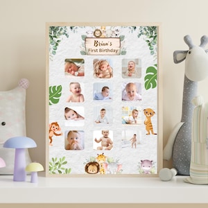 Jungle Safari First Year Photo Poster