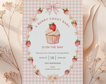 Invitación para baby shower "Un dulce bebé está en camino": (Plantilla editable de 5x7)