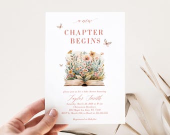 Invitación para baby shower con temática de cuento de hadas: Invitación de primavera para niña (Descarga digital)