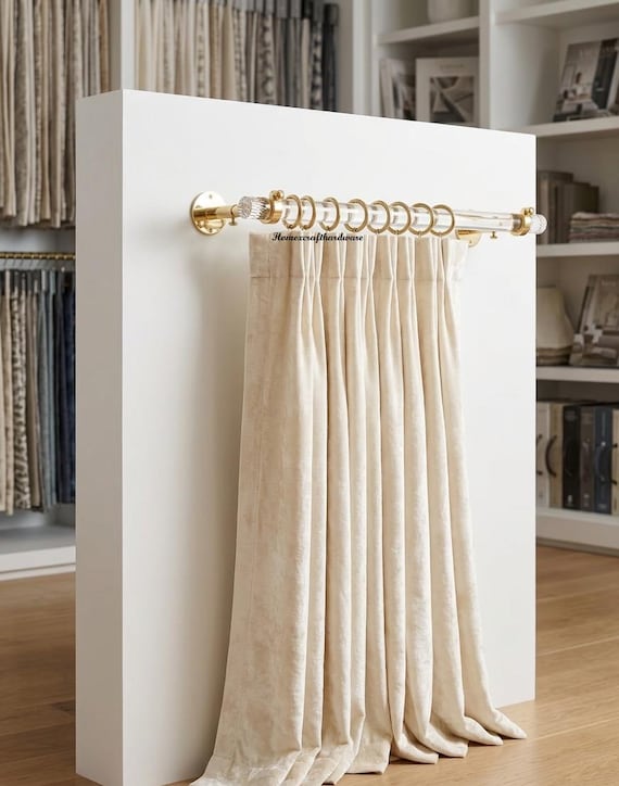 Handmade Lucite Curtain Rod with Solid Brass Hardware Modern Window Accents
