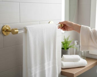 Brass Lucite Towel Holder | Solid Brass Bathroom Hardware, Modern Luxury