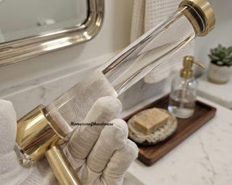 32mm Lucite Rod Toilet Paper Holder – Hollywood Regency Brass Hardware