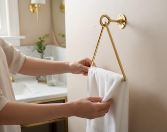 Handmade Solid Brass Towel Bar, Minimalist Bathroom Towel Holder, Modern Bath Accessory