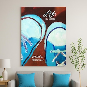 Zapatillas deportivas La vida es un viaje Descarga de impresión digital, Decoración de pared de habitación, Arte, Pintura, Póster, 5 tamaños de impresión