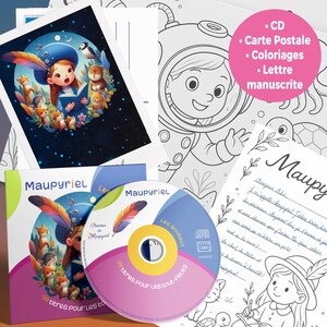 Kit enfant Maupyriel – CD audio + carte postale + coloriage + lettre manuscrite | Cadeau poétique pour tout-petits à partir de 3 ans