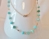 Peruvian Opal Gemstone Wire Wrapped Handmade Necklace with 14kt Gold Fill