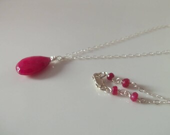 Ruby Gemstone Handmade  Pendant Wire Wrapped with Sterling Silver