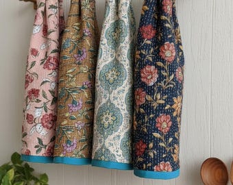 Kantha keukenhanddoekenset – handgemaakte katoenen theedoeken, set van 4