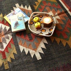 Kilim Rug, Handwoven, Wool and Jute Rug Handmade, Kilim Dhurrie Rug, Traditional Indian jute Area rug