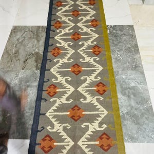 Southwestern Kilim Stair Runner Rug, Handmade Wool Jute Stair Carpet, Tribal Boho Staircase Runner, Farmhouse Hallway Rug image 7