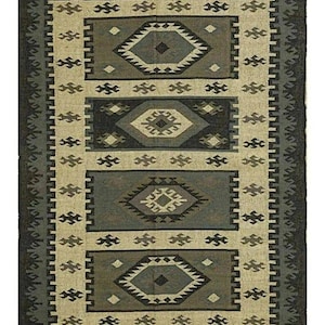 Kilim Rug, Handwoven, Wool and Jute Rug Handmade, Kilim Dhurrie Rug, Traditional Indian jute Area rug