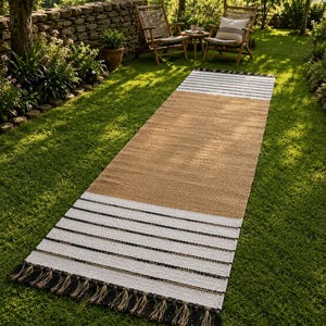 Esterilla de yoga de algodón tejida a mano, alfombra de meditación, alfombra de yoga natural, esterilla de ejercicio bohemia, decoración minimalista para el bienestar, esterilla de suelo imagen 1