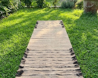 Handwoven Cotton Yoga Mat, Natural Meditation Rug, Handmade Yoga Rug, Boho Yoga Carpet, Eco Friendly Exercise Mat, Portable Cotton Yoga Mat