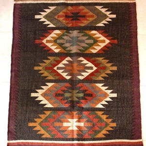 Kilim Rug, Handwoven, Wool and Jute Rug Handmade, Kilim Dhurrie Rug, Traditional Indian jute Area rug