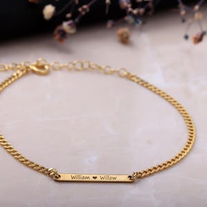 Personalized Engraved Bar Bracelet, Dainty Engraved Bracelet for Women, Custom Engraved Bar Bracelet, Personalized Engraved Bar Bracelet
