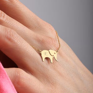 Custom Elephant Necklace, Personalized Elephant Necklace, Handmade Custom Jewelry for Mom, Gold Name Necklace, Minimalist Elephant Necklace