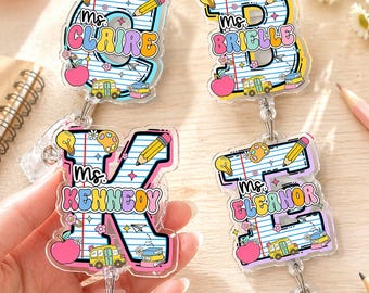Personalized Teacher Badge Reel: Teacher ID Clip, Teacher Appreciation Gift, Back To School Teacher Gift