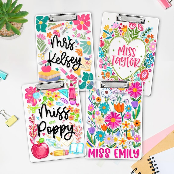 Personalized Florals Teacher Clipboard, School Supplies, Back To School Teacher Gift