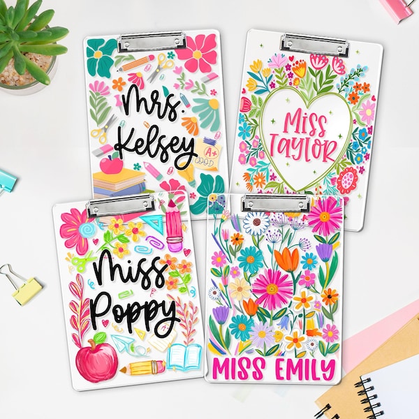 Personalized Florals Teacher Clipboard, School Supplies, Back To School Teacher Gift