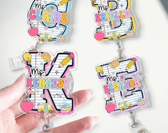 Personalized Teacher Badge Reel: Teacher ID Clip, Teacher Appreciation Gift, Back To School Teacher Gift